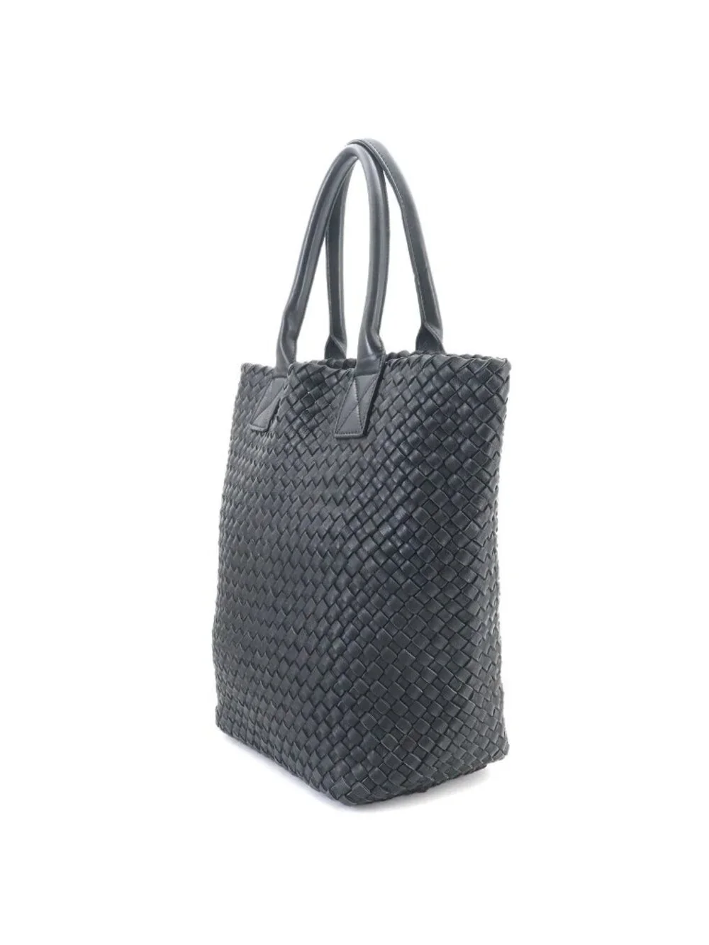 Bottega Veneta Intrecciato Cabas Tote Leather Black Gold